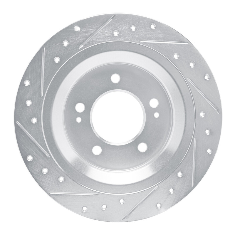 Hyundai Tucson Brake Rotor (1) - Rear Right - R1 Concepts - Drilled & Slotted - Silver - `21-`25